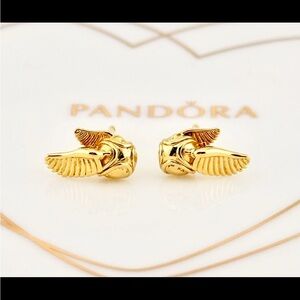 Authentic Pandora Harry Potter Golden Snitch Earrings